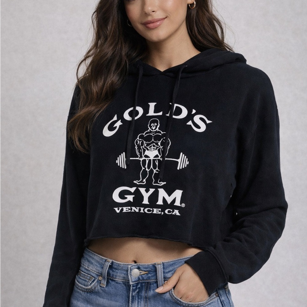 Gold’s Gym Black Cropped Hoodie – Women’s Size Small – Cozy & Stylish Gym Wear